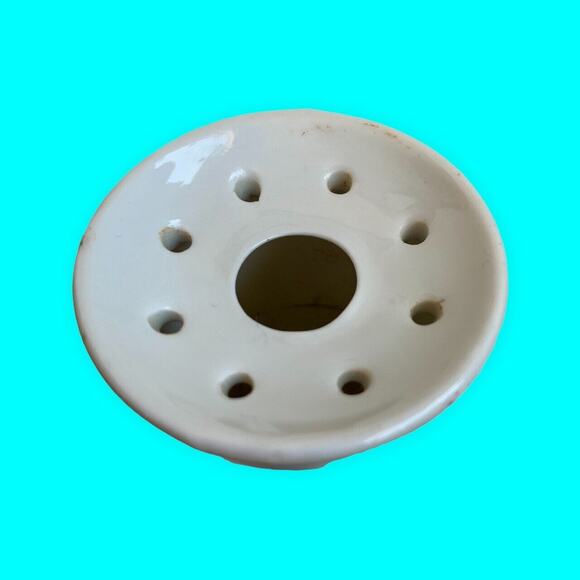 Vintage Hatpin Holder Hand Painted Flowers Floral with 9 Holes - Picture 7 of 8